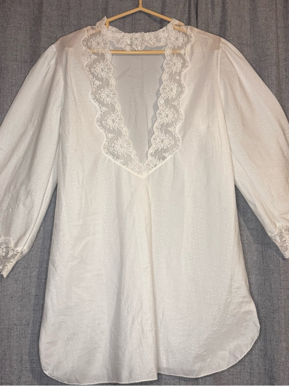 Ralph Montenero Blanche White Lace Nightgown Cover Up Boho L - Picture 3 of 9